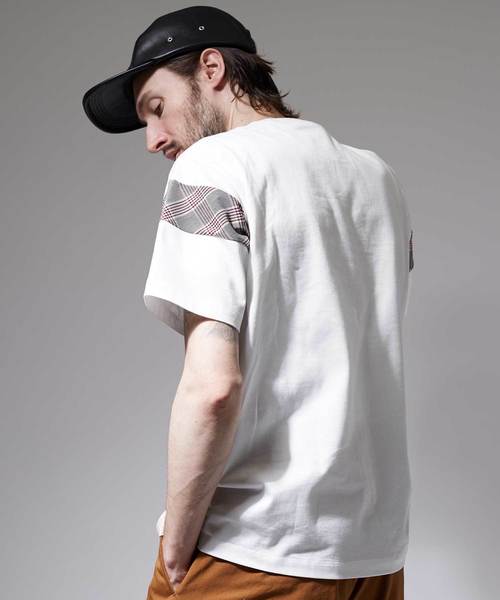 UNITED TOKYO（ユナイテッドトウキョウ）の「チェックカッティングカットソー（Tシャツ/カットソー・メンズ・ネイビー/オフホワイト・1/2/3）」の5枚目の写真