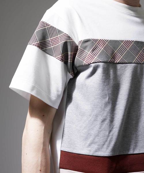 UNITED TOKYO（ユナイテッドトウキョウ）の「チェックカッティングカットソー（Tシャツ/カットソー・メンズ・ネイビー/オフホワイト・1/2/3）」の8枚目の写真