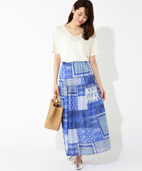 NATURAL BEAUTY BASIC（ナチュラルビューティーベーシック）の「エスニックプリントスカート（スカート・レディース・ブルー系その他/ピンク系その他・SMALL/MEDIUM）」の10枚目の写真