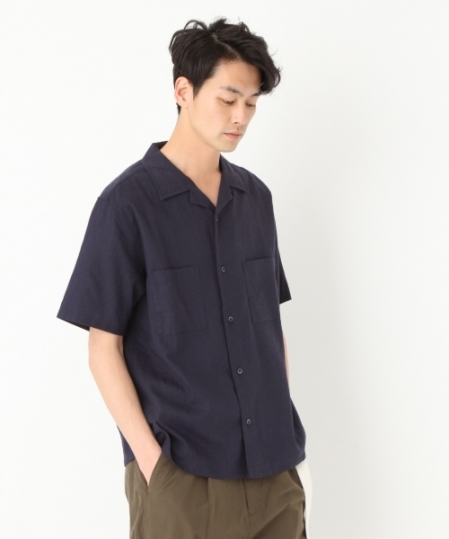 niko and...(ニコアンド)の「リネンミックスオープンカラーシャツ(シャツ/ブラウス・メンズ・ベージュ/ネイビー/サックスブルー/ピンク・MEDIUM/LARGE)」の3枚目の写真