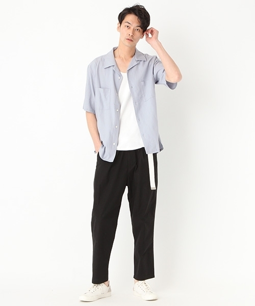 niko and...(ニコアンド)の「リネンミックスオープンカラーシャツ(シャツ/ブラウス・メンズ・ベージュ/ネイビー/サックスブルー/ピンク・MEDIUM/LARGE)」の5枚目の写真