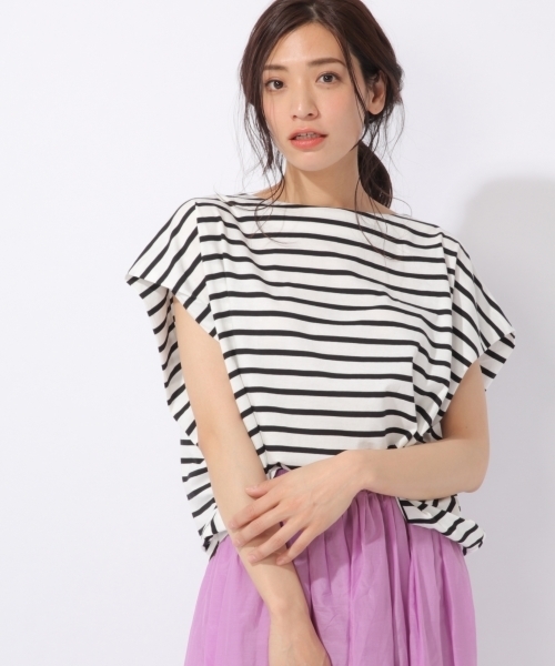 laboratory work(ラボラトリーワーク)の「変形ビックシルエットプルオーバー(Tシャツ/カットソー・レディース・ホワイト×ブラック/ホワイト×ネイビー/グレイッシュベージュ・MEDIUM)」の8枚目の写真