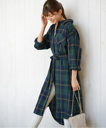 rps | チェックロングシャツワンピース(シャツワンピース)