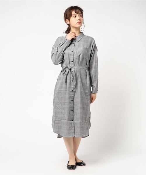 rps（アールピーエス）の「チェックロングシャツワンピース（シャツワンピース・レディース・ブラック/ネイビー/イエロー/グリーン/オフホワイト・M）」の11枚目の写真