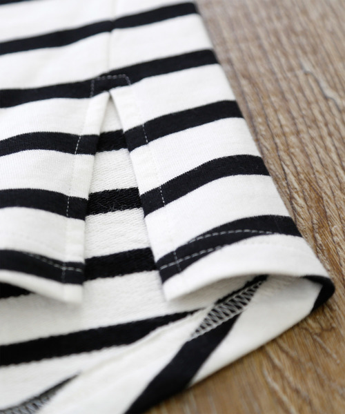 classicalelf（クラシカルエルフ）の「ボーダー＆無地　長袖ミドル丈ドルマンスリーブのクルーネックロングTシャツ（Tシャツ/カットソー・レディース・ホワイト系その他/ホワイト/ブラック/ブラック系その他・MEDIUM/LARGE/X-LARGE/SMALL）」の6枚目の写真