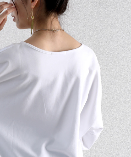 classicalelf（クラシカルエルフ）の「ボーダー＆無地　長袖ミドル丈ドルマンスリーブのクルーネックロングTシャツ（Tシャツ/カットソー・レディース・ホワイト系その他/ホワイト/ブラック/ブラック系その他・MEDIUM/LARGE/X-LARGE/SMALL）」の12枚目の写真