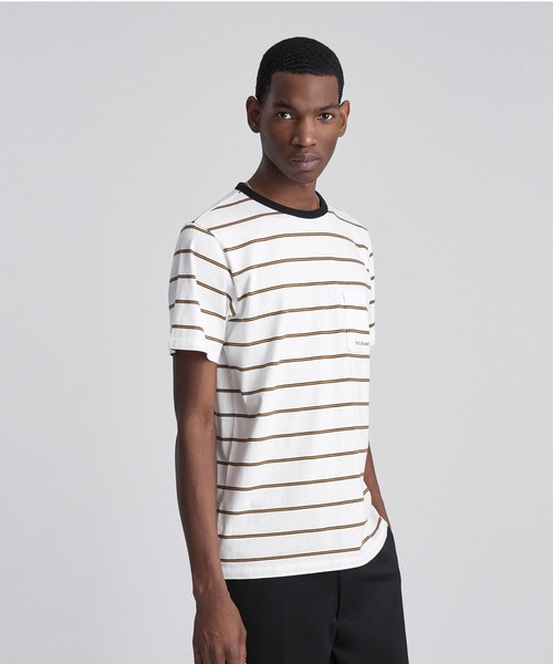 Saturdays NYC（サタデーズ ニューヨークシティ ）の「Randall Stripe T-Shirt（Tシャツ/カットソー・メンズ・ホワイト/ブラック/オレンジ・XL/XS/S/M/L）」の14枚目の写真