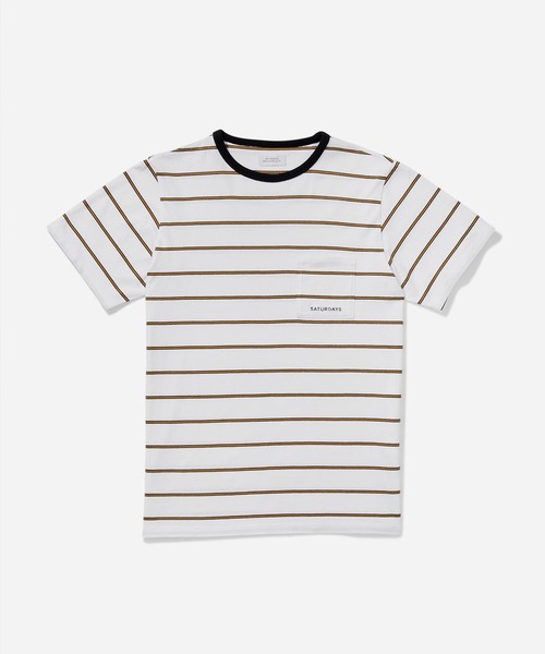 Saturdays NYC（サタデーズ ニューヨークシティ ）の「Randall Stripe T-Shirt（Tシャツ/カットソー・メンズ・ホワイト/ブラック/オレンジ・XL/XS/S/M/L）」の17枚目の写真