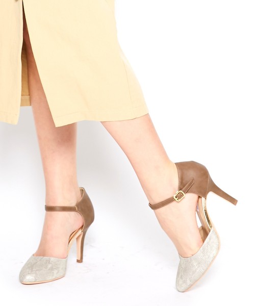 Miminy Piminy（ミミニー ピミニー）の「MiminyPiminy(ミミニー ピミニー) 素材コンビのセパレートパンプス（パンプス・レディース・ブラック/ベージュ/ホワイト系その他/パイソン・LL/S/M/L）」の4枚目の写真