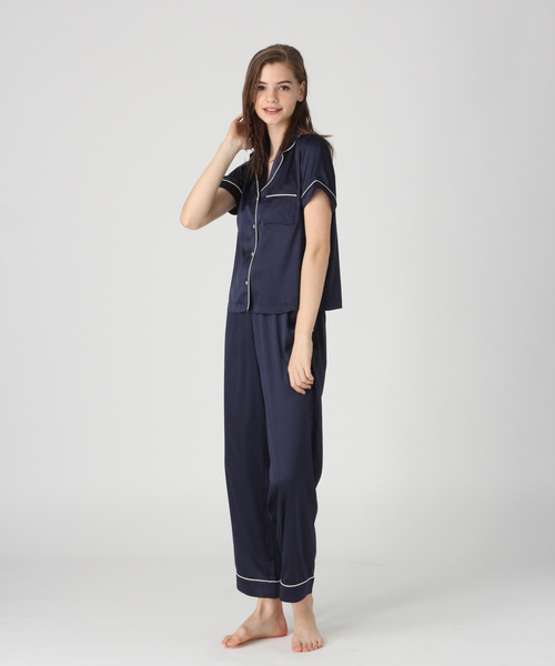 bijorie（ビジュリィ）の「サテンパジャマセット（ルームウェア/パジャマ・レディース・ネイビー/アイボリー/モカ・FREE）」の9枚目の写真