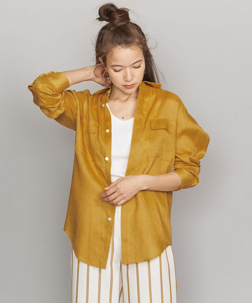 BEAUTY&YOUTH UNITED ARROWS(ビューティーアンドユースユナイテッドアローズ)の「BY LINIFICIOリネンカラーポケットシャツ о(シャツ/ブラウス・レディース・ブラウン/イエロー/ダークグリーン・FREE)」の10枚目の写真