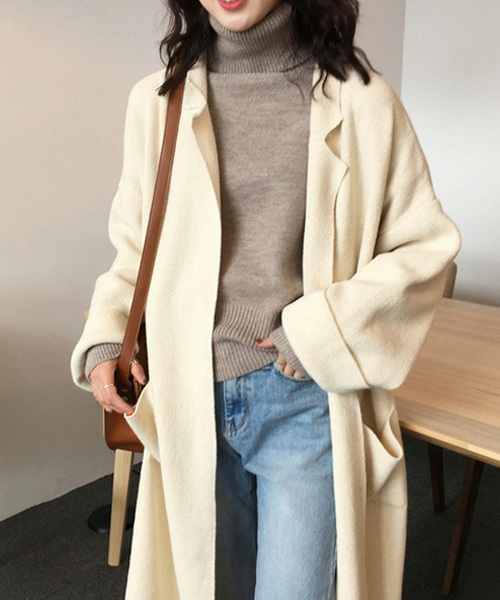 c.u.l(シーユーエル)の「【c.u.l】【2019AW】オーバーサイズ コーディガン chw591(カーディガン/ボレロ・レディース・ホワイト/ブラック/ベージュ/グレー・FREE)」の2枚目の写真