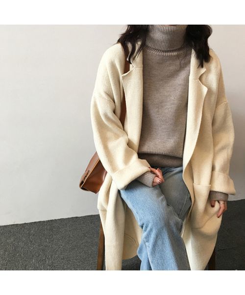 c.u.l(シーユーエル)の「【c.u.l】【2019AW】オーバーサイズ コーディガン chw591(カーディガン/ボレロ・レディース・ホワイト/ブラック/ベージュ/グレー・FREE)」の11枚目の写真