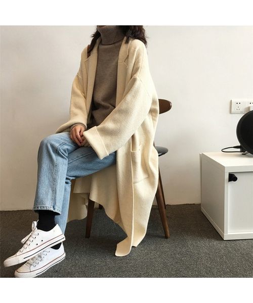 c.u.l(シーユーエル)の「【c.u.l】【2019AW】オーバーサイズ コーディガン chw591(カーディガン/ボレロ・レディース・ホワイト/ブラック/ベージュ/グレー・FREE)」の5枚目の写真