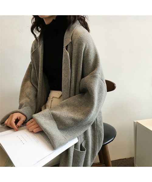 c.u.l(シーユーエル)の「【c.u.l】【2019AW】オーバーサイズ コーディガン chw591(カーディガン/ボレロ・レディース・ホワイト/ブラック/ベージュ/グレー・FREE)」の7枚目の写真