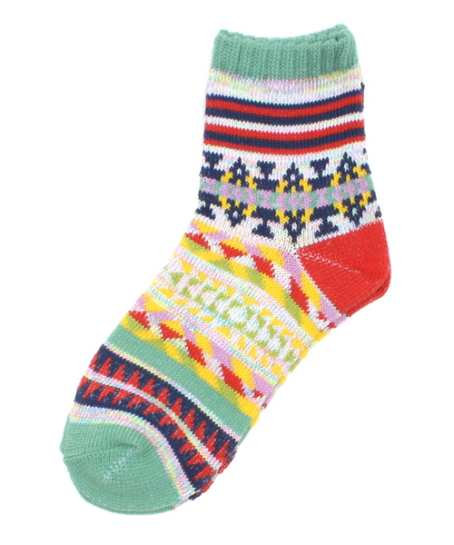 チチカカ（チチカカ）の「ジオメボーダーショートクルーソックス（ソックス/靴下・レディース・ネイビー/イエロー/レッド・SMALL）」の3枚目の写真