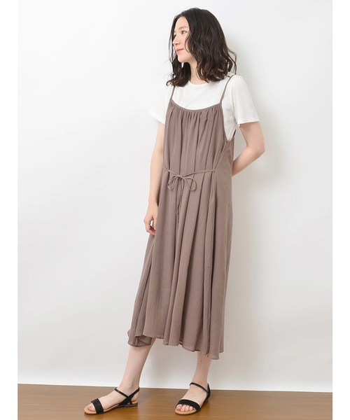 キャミワンピース 半袖プルオーバー Earth セール Music Ecology アースミュージックアンドエコロジー のファッション ワンピース Music Ecology アースミュージックアンドエコロジー のワンピース Set2点 Set2点 キャミワンピース 半袖プルオーバー