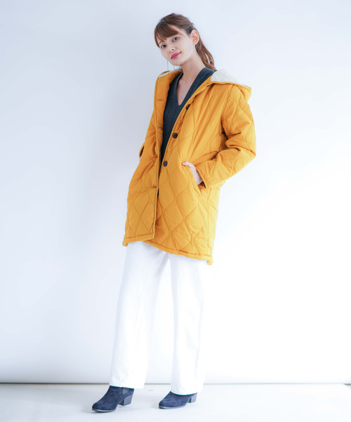 Wordtrobe ワードトローブ の Wordtrobe 裏ボアナイロンキルティングフード ロングコート その他アウター Wear