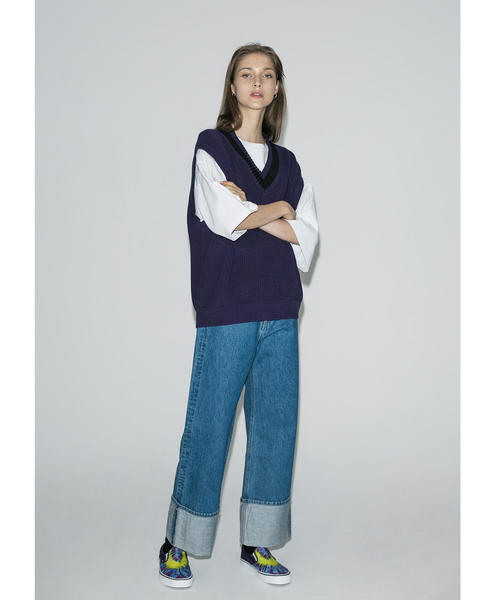 MONKEY TIME（モンキータイム）の「＜monkey time＞ DENIM ROLL UP BUGGY/デニムパンツ（デニムパンツ・メンズ・ネイビー・L/S/M）」の2枚目の写真