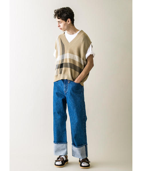 MONKEY TIME（モンキータイム）の「＜monkey time＞ DENIM ROLL UP BUGGY/デニムパンツ（デニムパンツ・メンズ・ネイビー・L/S/M）」の6枚目の写真