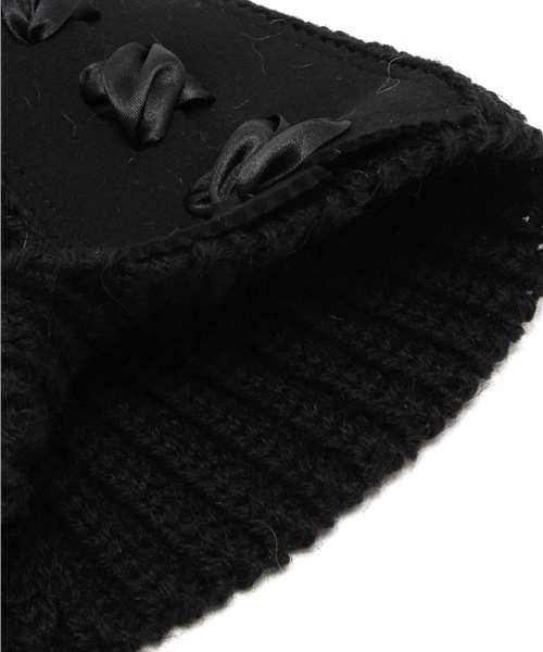 Ray BEAMS（レイビームス）の「BERNSTOCK SPEIRS / レース ウール リボン ニットキャップ（ニットキャップ/ビーニー・レディース・ブラック・ONE SIZE）」の6枚目の写真