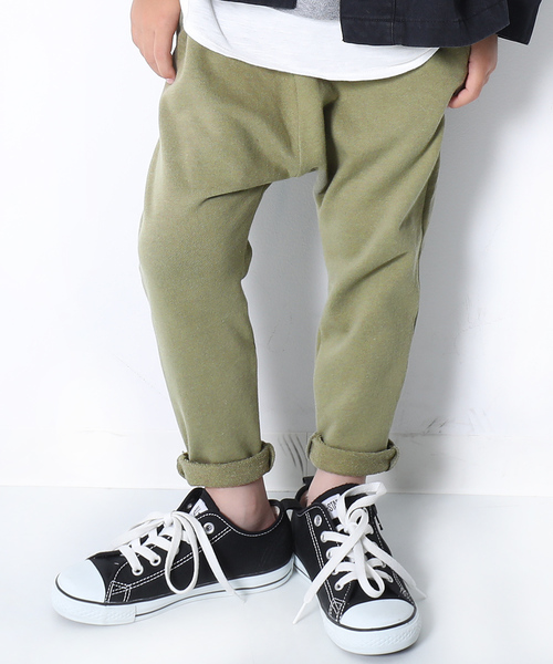 devirock(デビロック)の「スウェットサルエルパンツ(その他パンツ・キッズ・ブラック/杢グレー/ネイビー/ブルー系その他/グリーン系その他/カーキ/パープル系その他/パープル/スモークピンク/モカ/キャメル・80cm/90cm/95cm/100cm/110cm/120cm/130cm/140cm/150cm/160cm)」の4枚目の写真