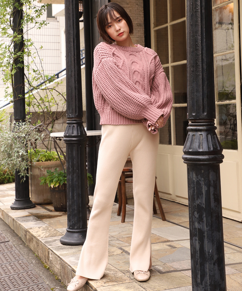 one after another NICE CLAUP（ワンアフターアナザーナイスクラップ）の「【WEB限定】 モールヤーンケーブルニット（ニット/セーター・レディース・アイボリー/モカ/ライトベージュ/ピンク・FREE）」の17枚目の写真