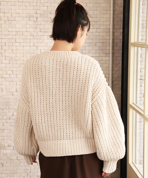 one after another NICE CLAUP（ワンアフターアナザーナイスクラップ）の「【WEB限定】 モールヤーンケーブルニット（ニット/セーター・レディース・アイボリー/モカ/ライトベージュ/ピンク・FREE）」の12枚目の写真