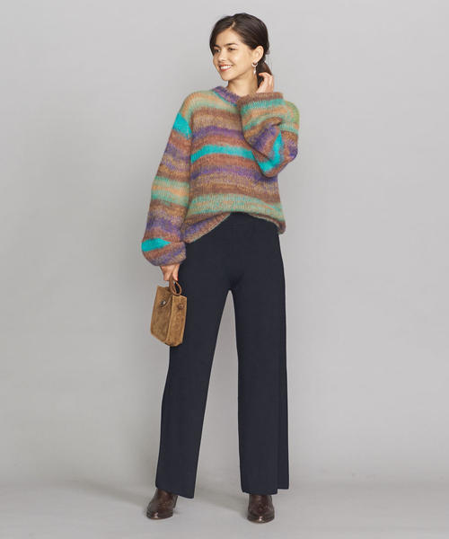 BEAUTY&YOUTH UNITED ARROWS(ビューティーアンドユースユナイテッドアローズ)の「BY 14ゲージ ウールレーヨンフルニードルニットパンツ(その他パンツ・レディース・ネイビー/ナチュラル・FREE)」の8枚目の写真