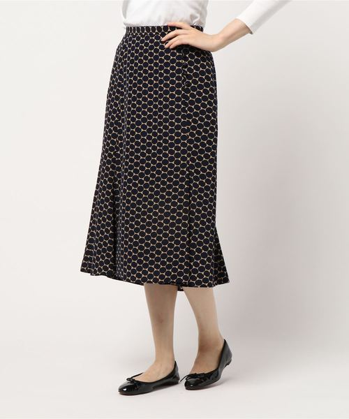 La TOTALITE（ラトータリテ）の「デシンキカプリントミモレスカート【手洗い可能】（スカート・レディース・ブラック/ネイビー・38/36）」の10枚目の写真