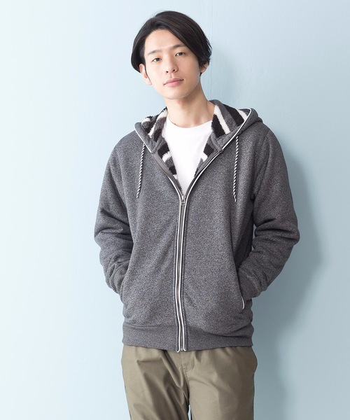 Blue Standard (ブルースタンダード)の「【BLUE STANDARD】裏ボアZIPパーカー モコモコ(パーカー・メンズ・ブラック/エメラルド/レッド系その他/ワイン/グリーン系その他/ブルー系その他/その他1/その他3/ブラック系その他/杢グレー/グレー系その他/その他2/ネイビー・MEDIUM/SMALL/X-LARGE/LARGE)」の3枚目の写真