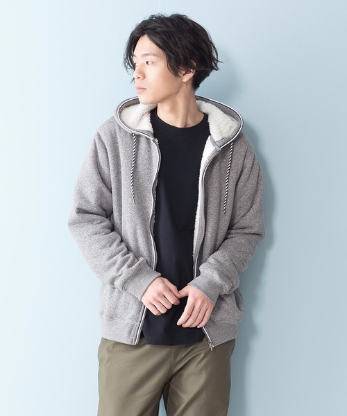 Blue Standard (ブルースタンダード)の「【BLUE STANDARD】裏ボアZIPパーカー モコモコ(パーカー・メンズ・ブラック/エメラルド/レッド系その他/ワイン/グリーン系その他/ブルー系その他/その他1/その他3/ブラック系その他/杢グレー/グレー系その他/その他2/ネイビー・MEDIUM/SMALL/X-LARGE/LARGE)」の4枚目の写真