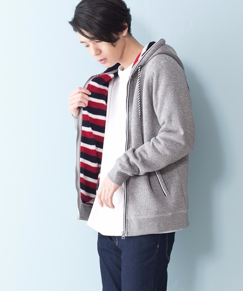 Blue Standard (ブルースタンダード)の「【BLUE STANDARD】裏ボアZIPパーカー モコモコ(パーカー・メンズ・ブラック/エメラルド/レッド系その他/ワイン/グリーン系その他/ブルー系その他/その他1/その他3/ブラック系その他/杢グレー/グレー系その他/その他2/ネイビー・MEDIUM/SMALL/X-LARGE/LARGE)」の5枚目の写真