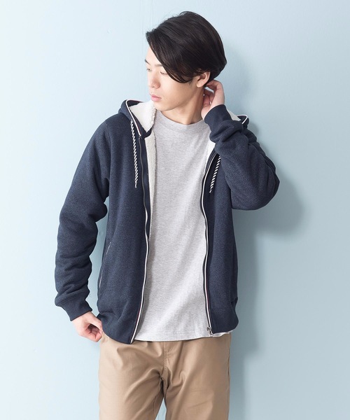 Blue Standard (ブルースタンダード)の「【BLUE STANDARD】裏ボアZIPパーカー モコモコ(パーカー・メンズ・ブラック/エメラルド/レッド系その他/ワイン/グリーン系その他/ブルー系その他/その他1/その他3/ブラック系その他/杢グレー/グレー系その他/その他2/ネイビー・MEDIUM/SMALL/X-LARGE/LARGE)」の8枚目の写真
