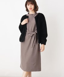 【LLあり】2点セット!ボアブルゾン+ワンピースセット