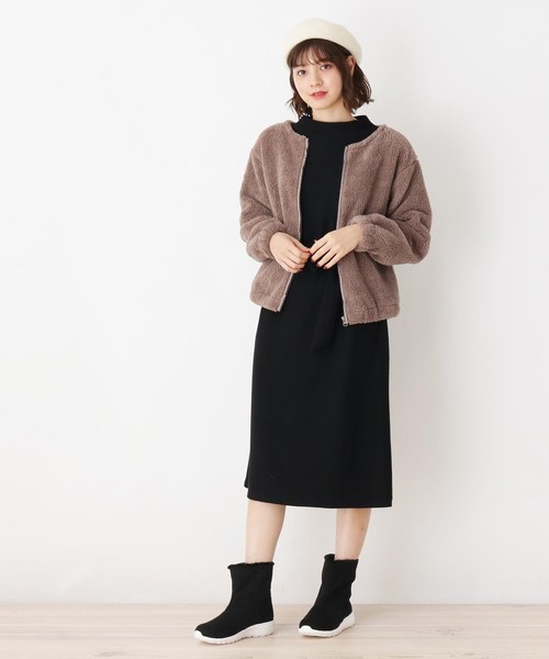 grove（グローブ）の「【LLあり】2点セット！ボアブルゾン＋ワンピースセット（アンサンブル・レディース・ブラック/ダークブラウン/グレー・04/02/03）」の14枚目の写真