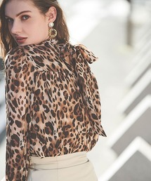 EIMY ISTOIRE | Leopard バックリボンシャツ(シャツ/ブラウス)