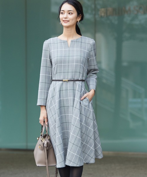 Rope Picnic ロペピクニック の Web限定 プレミアムフィールモールチェックキーネックワンピース ワンピース Wear