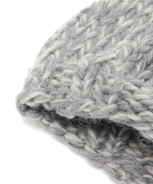 BEAMS BOY（ビームスボーイ）の「BEAMS BOY / ドングリ ワッチキャップ（ニットキャップ/ビーニー・レディース・ホワイト/グレー・ONE SIZE）」の5枚目の写真