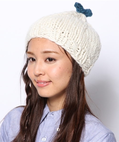 BEAMS BOY（ビームスボーイ）の「BEAMS BOY / ドングリ ワッチキャップ（ニットキャップ/ビーニー・レディース・ホワイト/グレー・ONE SIZE）」の8枚目の写真