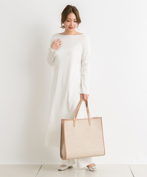 DouDou(ドゥドゥ)の「ジャガード織りトートバッグ(トートバッグ・レディース・ベージュ/カーキ・FREE)」の3枚目の写真