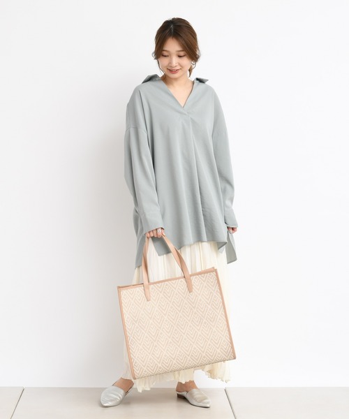 DouDou(ドゥドゥ)の「ジャガード織りトートバッグ(トートバッグ・レディース・ベージュ/カーキ・FREE)」の12枚目の写真