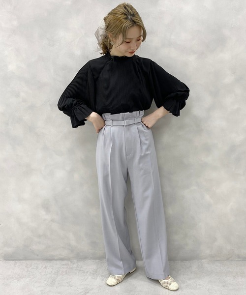 one after another NICE CLAUP（ワンアフターアナザーナイスクラップ）の「【WEB限定】消しプリーツブラウス（シャツ/ブラウス・レディース・ブラック/モカ/ベージュ系その他/ピンクベージュ/ドット・FREE）」の15枚目の写真