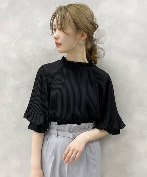 one after another NICE CLAUP（ワンアフターアナザーナイスクラップ）の「【WEB限定】消しプリーツブラウス（シャツ/ブラウス・レディース・ブラック/モカ/ベージュ系その他/ピンクベージュ/ドット・FREE）」の11枚目の写真