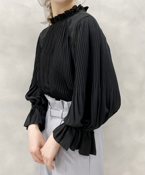 one after another NICE CLAUP（ワンアフターアナザーナイスクラップ）の「【WEB限定】消しプリーツブラウス（シャツ/ブラウス・レディース・ブラック/モカ/ベージュ系その他/ピンクベージュ/ドット・FREE）」の13枚目の写真