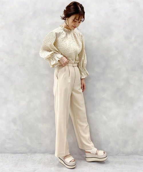 one after another NICE CLAUP（ワンアフターアナザーナイスクラップ）の「【WEB限定】消しプリーツブラウス（シャツ/ブラウス・レディース・ブラック/モカ/ベージュ系その他/ピンクベージュ/ドット・FREE）」の10枚目の写真