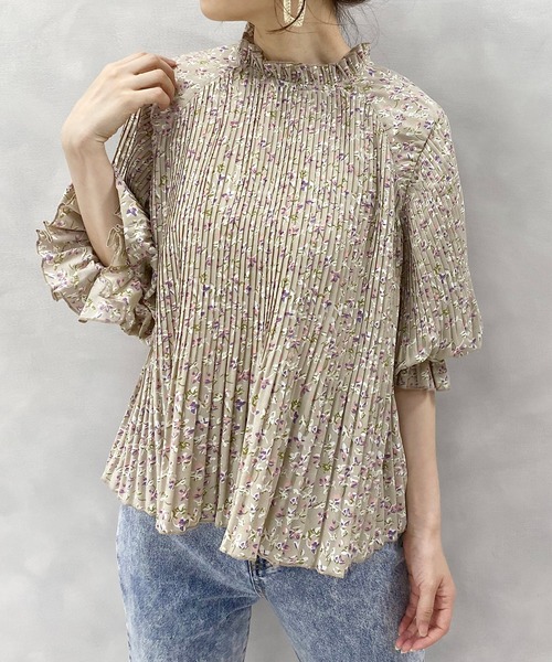 one after another NICE CLAUP（ワンアフターアナザーナイスクラップ）の「【WEB限定】消しプリーツブラウス（シャツ/ブラウス・レディース・ブラック/モカ/ベージュ系その他/ピンクベージュ/ドット・FREE）」の17枚目の写真