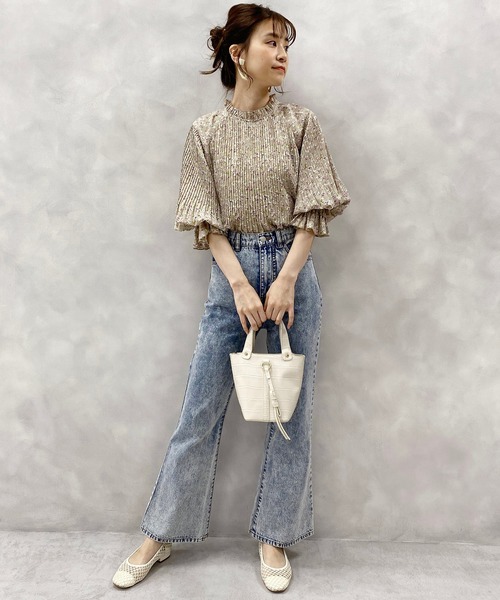 one after another NICE CLAUP（ワンアフターアナザーナイスクラップ）の「【WEB限定】消しプリーツブラウス（シャツ/ブラウス・レディース・ブラック/モカ/ベージュ系その他/ピンクベージュ/ドット・FREE）」の18枚目の写真