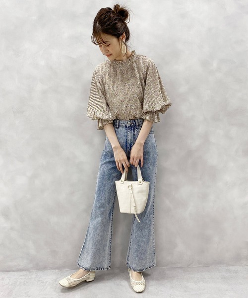 one after another NICE CLAUP（ワンアフターアナザーナイスクラップ）の「【WEB限定】消しプリーツブラウス（シャツ/ブラウス・レディース・ブラック/モカ/ベージュ系その他/ピンクベージュ/ドット・FREE）」の19枚目の写真