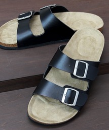 AAA / PUレザーダブルベルトサンダル(2365)　ワンマイルサンダル　スライドサンダル